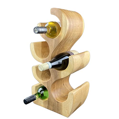 FaHome Casier à vin debout en bois massif (50/70/100 x 27 x 18 cm) - Porte-bouteille en bois massif (6 bouteilles - 50 x 27 x 18 cm)