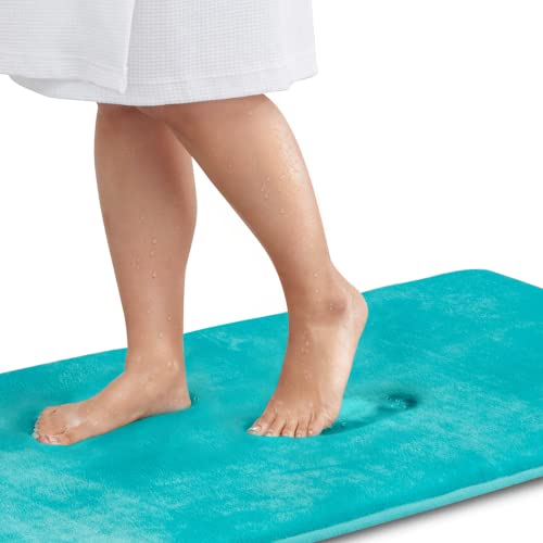 Tapete de banheiro de espuma viscoelástica Genteele antiderrapante super confortável de veludo para banheiro, Teal, 20' X 32', 1