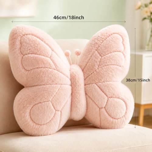 Image of CANGHI Butterfly Pillow,Butterfly Throw Pillow,Yellow 15 inchx18 inch Plush Cushion | Decorative butterfly pillow, soft plush cushion, cute shaped throw pillow for bedroom living room. Aesthetic room decor.