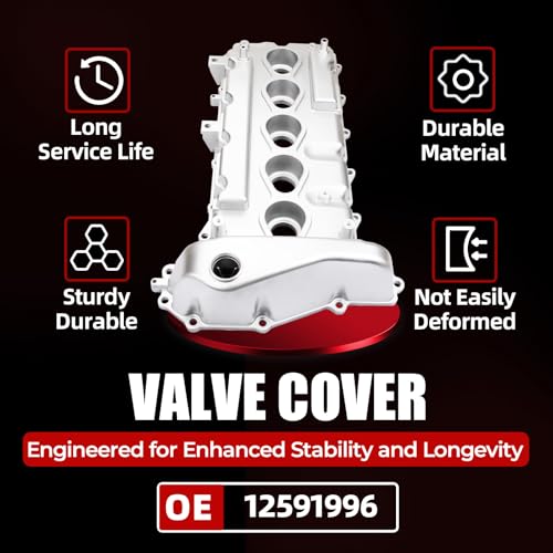 MITZONE Aluminum Valve Cover Kit Compatible with 2004-2006 Chevy Colorado GMC Canyon 2006 H3 3.5L 5 Cyl Replace12591996