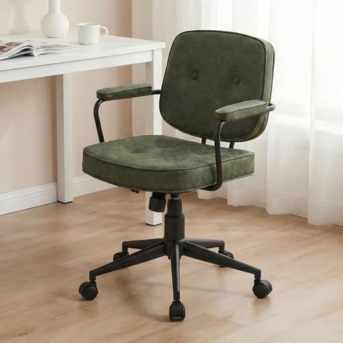 LukeAlon Adjustable Pu Leather Tiltable Office Chair, Comfy 360&deg;Swivel Task Chair with Armrest...