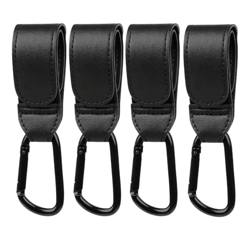 Gkhlg 4 clips para cochecito de bebé con piel sintética, mosquetón, ganchos fuertes para cochecito, asiento de coche, silla de ruedas, bicicletas, carritos de compras, carritos de mascotas, equipaje