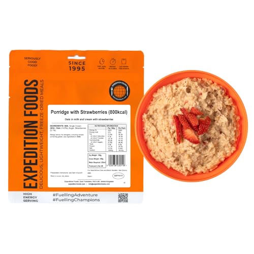 EXPEDITION FOODS Porridge with Strawberries (High Energy Serving / 800KCAL) | Freeze-Dried Camping & Hiking Food