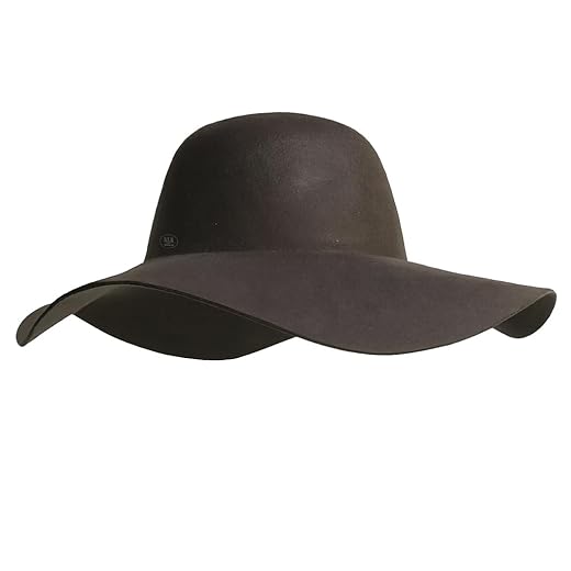 Chapéu de Feltro Unissex, Aba Larga 10cm, Marrom, Resistente ao Sol, para Atividades ao Ar Livre, 60cm Circunferência