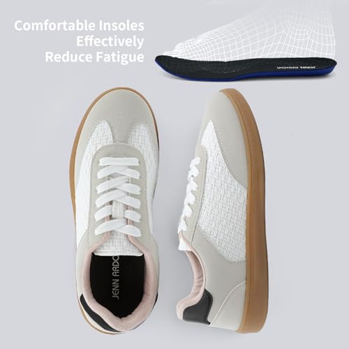 Image of JENN ARDOR Low Top Sneakers for Women Lace-up Fashion Tennis Shoes Casual Slip On Sneaker Padded Non Slip Footwear for Work, Walking, Everyday Wear