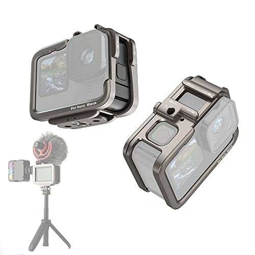 TMOM Gopro Hero12/11/10/9対応 カメラケージ メタル フレーム アルミニウム合金保護ケージケース アクションカメラリグ 2 つのコールドシューマウント付き と 1/4 スレッド ポート 耐摩耗性 耐衝撃性 防水性 防塵性 アクション