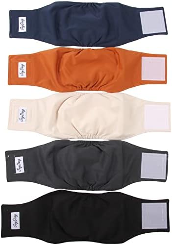 JoyDaog Reusable Belly Bands for Dogs,5 Pack Premium Washable Dog Diapers Male Puppy Nappies Wrap,M
