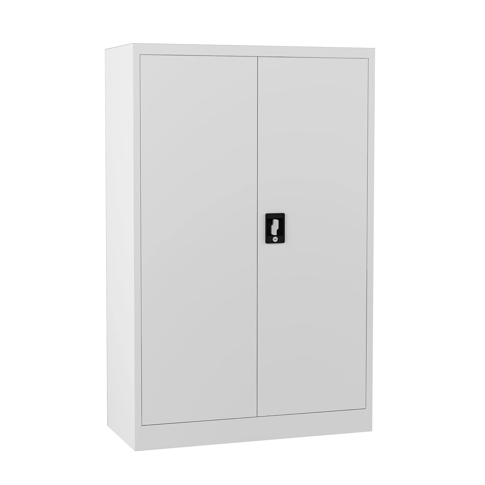 Midori Aktenschrank Metall abschließbar | 140 x 90 x 40 cm | Stahlschrank mit Zylinderschloss, 3 verstellbare Einlegeböden | Büroschrank mit Flügeltüren, pulverbeschichtet | Grau