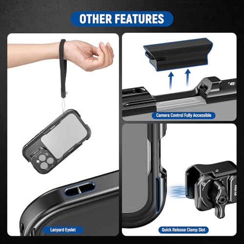NEEWER 16 Pro Cage, Quick Release Video Rig Phone Stabilizer Compatible with iPhone 16 Pro with 67mm Filter Adapter, 17mm Lens Backplate, T Mount Lens Adapter Compatible with Moment, PA073 by NEEWER - Used condition - Image 6