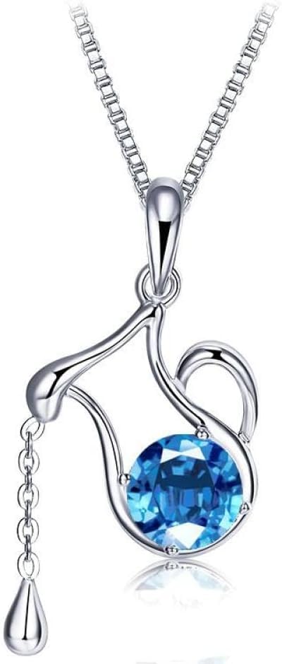 Collier en argent 925 d'astrologie avec topaze et zircone éclatante