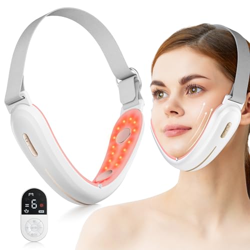 V-Face Shaping Massager Electric ANLAN Led Facial Sculptor with 4 Modes 42C Facial Massager Face Lifting Device EMS Double Chin Reducer Jawline Exerciser with Remote Contro