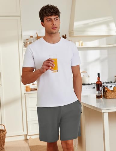 Ekouaer Men's Pajama Shorts Soft Comfy Sleep Bottoms 2 Pack Casual Lounge Sleepwear Pants with Pockets4