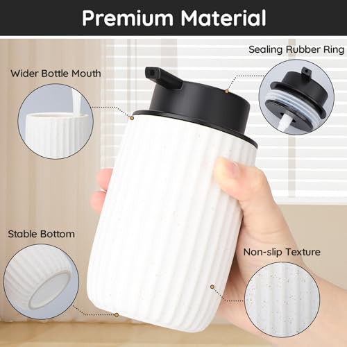 Image of Segbeauty White Soap Dispenser Ceramic, 10.8oz Refillable Liquid Soap Dispenser for Modern Home Farmhouse Decor, 320ml Empty Press Pump Bottle Lotion Liquid Containers for Bathroom Kitchen