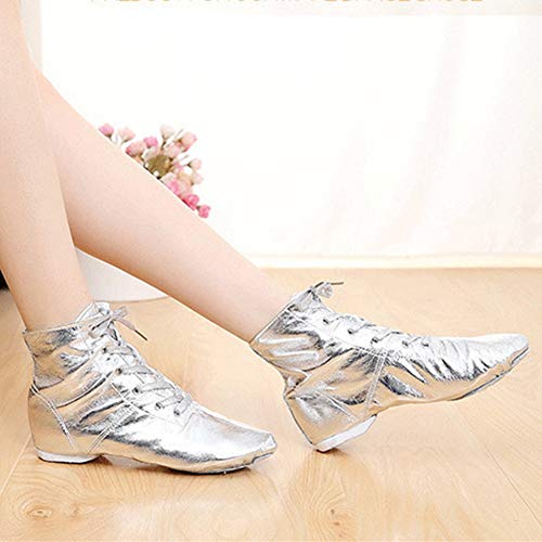 YKXLM Lace up Jazz Shoes Modern Dance Boots Over The Ankle for Women and Men,Model GBPUJS3