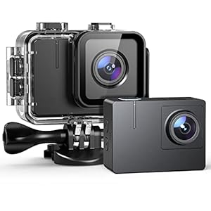 Action Cam 4K Fotocamera WiFi Sportiva Impermeabile da 20MP Fotocamera Subacquea Stabilizzata EIS Custodia Impermeabile 40M Grandangolare 170 Gradi con 2 * 1350mAh Batterie e Accessori
