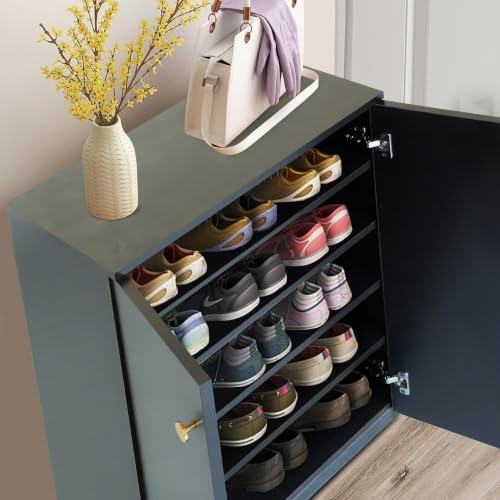 Image of Engineered Wood Shoe Rack - Stylish, Durable & Space-Saving Shoe Storage Organizer for Home & Office Use (Dark WENGE, 5 Shelves)