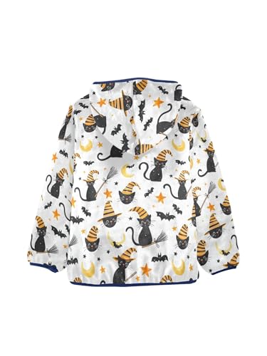 Halloween Cute Black Cat Girls Fleece Jacket Girls Fall Jacket Boys Coats Zip Up Hoodie Children Outerwear 2-10T2