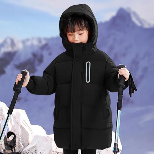 Kids Knee Length Long Down Coat with Hood Winter Parka Waterproof Warm Puffer Jacket Thickened Cotton Padded Overcoat3