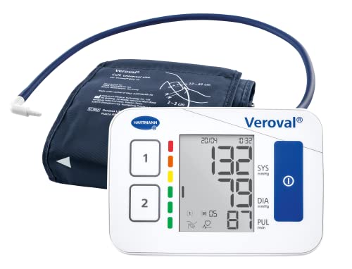 VEROVAL, Tensiomètre de bras numérique compact, tension artérielle, mesure de la pression artérielle, mesure rapide et précise, ergonomique, 200 lectures,...