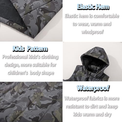 Image of SNOW DREAMS Boys Puffer Vest Hooded Quilted Outwear Sleeveless Jacket Lined Zipper Waistcoat