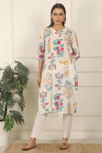 Image of W for Woman Swiss Dot Textured Cotton Straight Kurta
