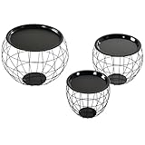 HOMCOM Couchtisch rund 3er Set, Kaffeetisch mit Latern-Optik, Stauraum, Beistelltisch mit abnehmbare Tischplatte, Stahlkonstruktion, Sofatisch Wohnzimmertisch für Schlafzimmer Wohnzimmer, Schwarz