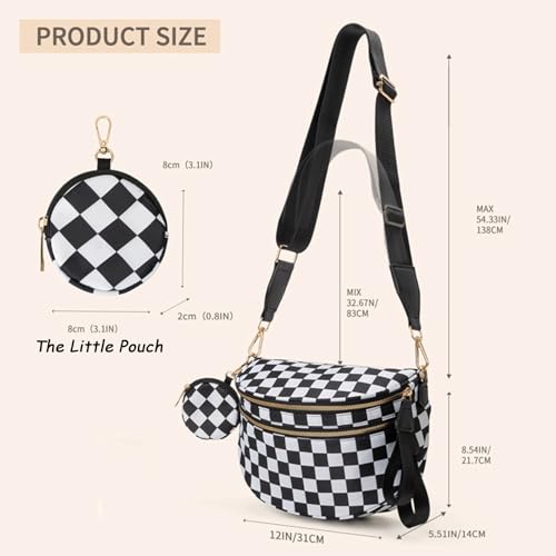 Checkered Crossbody Bag Large Bum Bag Spacious Checkered Bum Bags Crossbody Trendy Alt Shoulder Bags with Pouch Everyday3