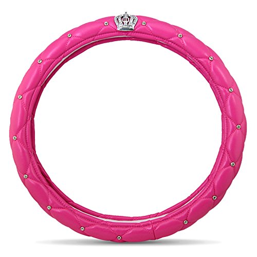 Coprivolante Auto In Similpelle Rosa Con Corona - Comfort E Sicurezza Per Guida - Foto 4