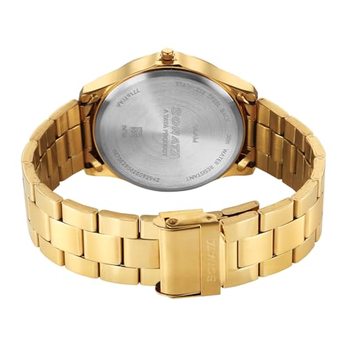 Image of Sonata Traditional Essentials Quartz Champ Round Dial Men's Watch | Analog Watch | Watches for Men Analog - 77163YM04W