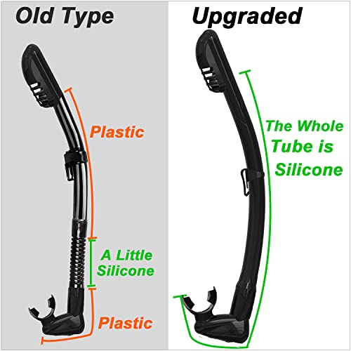 image for Bairuifu Diving Snorkel, J-Shape 100% Food-Grade Silicone Freediving S
