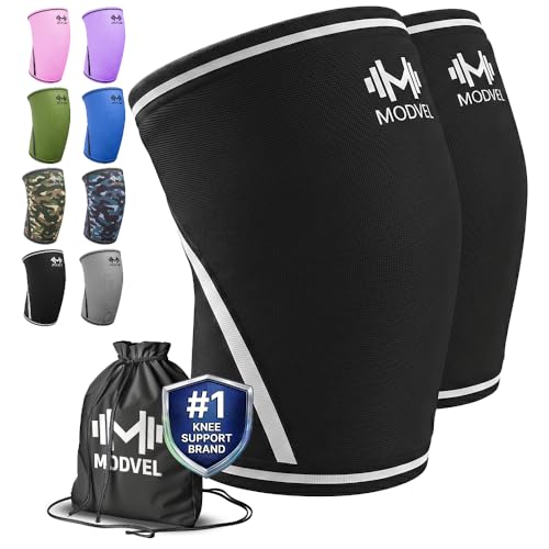 Image of Modvel Strength 7mm Knee Sleeves (Pair) for Weightlifting & Powerlifting (USPA, IPL Approved) | High-Performance Knee Compression Support For Squats, Weight Lifting - Men and Women
