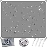 Sonnensegel Wasserdicht 5.5 x 6.5 m PES Polyester UV Schutz Windschutz Sonnenschutz Netz Sonnensegel mit Ösen und Befestigungsseile für Garten Outdoor Hellgrau