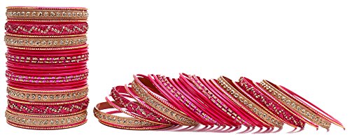 Image of NMII Non-Precious Metal with Base Metal Spreads with Zari Glossy Finished Premium Traditional Bridal Chuda Bangle set for Women and Girls