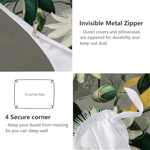 Linge de lit 240x260 passiflore imprimé 3D de qualité supérieure - 8