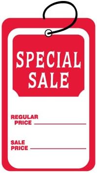 Large (1.75" X 2.875") Promotional Special Sale Merchandise Tag with String. Case of 2,000 Tags.