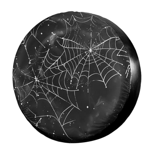 Image of Delerain Spare Tire Cover Halloween Spider Webs Wheel Covers Sun Protection Waterproof for Truck RV Trailer SUV and Many Vehicle (14 Inch for Diameter 23 inch-27 inch)