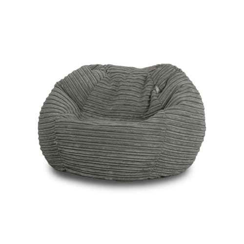 Bags of Beans Corduroy Kids Bean Bag Chair with Filling Included - Lightweight Comfortable Beanbag Seat - Machine Washable Childrens Beanbag Furniture for Girls & Boys - 67 x 48cm (Slate Grey)
