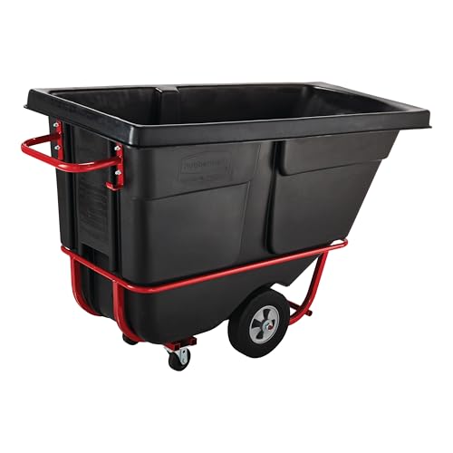 Image of Rubbermaid Commercial Forkliftable Polyethylene Dump Truck, 850-Pound Capacity, Black, for Office Buildings /Schools /Restaurants /Festivals