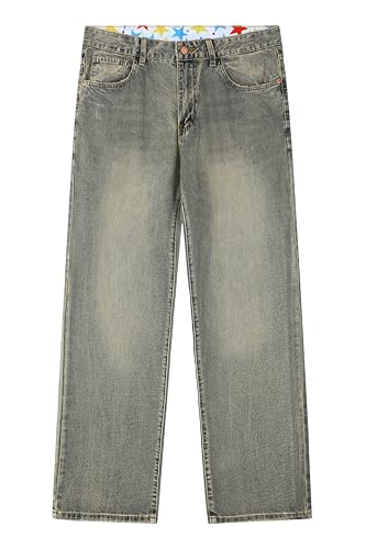 Men's Non-Stretch Regular Fit Straight-Leg Denim Pants Jeans