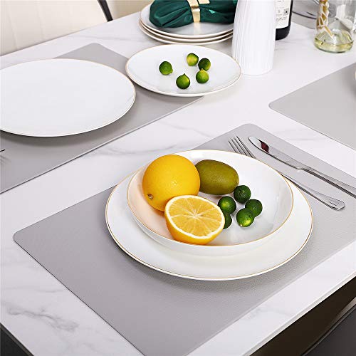 Gsain 10.5” Porcelain Coupe Dinner Plates with Golden Rim, Stackable Off-White Ceramic and Round, Perfect for Salad, Dessert, Steak, Pasta (Set of 6) by Gsain - Image 7