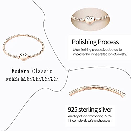 Image of Charm Snake Pattern Bracelet S925 Sterling Silver 18k Gold Plated, Rose Gold Snake Pattern Pandora Bracelet, Gift for Women