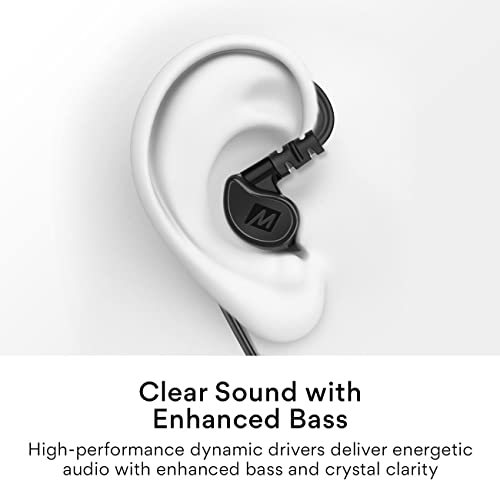 Image of MEE Audio M6 Sport USB-C Wired Earbuds with Memory Wire Earhooks, Headset with Mic & 3-Button Remote for iPhone 17 Pro Max, iPad, USB Type C Devices; in Ear Headphones for Running /Gym /Workouts, Black