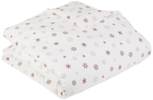 Amazon Brand – Pinzon Cotton Flannel Duvet Cover - King, Falling Snowflake Merlot
