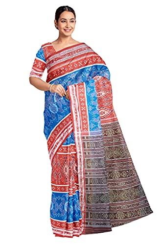 Image of Sambalpuri Cotton Saree of Odisha Ikkat Orissa Traditional Handloom Sari | Bomkai | Pata | Nuapatana | sambalpuri saree | khandua patta sare | without Blouse JH866
