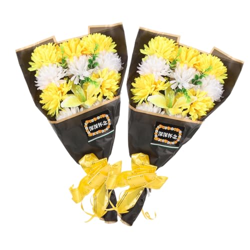 Vaguelly 2Piezas Ramo De Flores Artificiales para Cementerio De Decoración para Bouquets Conmemorativos para Lápidas y Monumentos