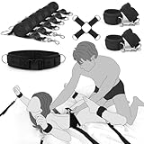 BDSM Bondage Bettfesseln Sexspielzeug für Paare Extrem Sex Bondageset SM Kit mit Verstellbaren Handschellen Fußfesseln Kreuzgurt Taillengurt Sexspiel Erotik Fesselset für Liebhaber Männer Frauen