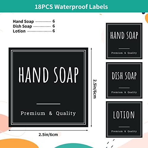 Image of Segbeauty Kitchen Organization Labels, 18pcs Black Removable Waterproof Labels for Containers, Reusable Hand Soap Dispenser Sticker for Farmhouse Modern Home Cleaning Plastic Glass Bottles