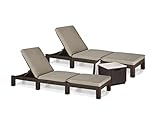 Sonnenliege Gartenliege 2er Set Allibert Daytona Polyrattan Rattanoptik Kühlbox Ice Cube - braun inkl. Auflage