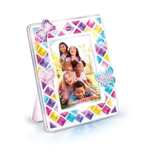 VTech - Mosaïc Magic Lights Cadre Photo - Kit Mosaïque Enfant - Cadre Photo Personnalisable avec Effets Lumineux et Musique - Jeu Créatif et DIY - Cadeau Enfant Dès 5 Ans - Contenu en Français
