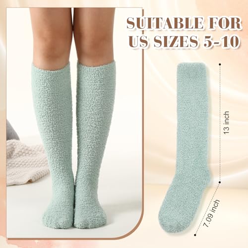 Geyoga 6 Pairs Knee High Fuzzy Socks for Women Soft Warm Long Cozy Slipper Plush Winter Long Socks for Christmas Winter Gifts3